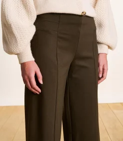 DAMES La Fée Maraboutée Cropped broek van milano jersey in bruin met elastische taille