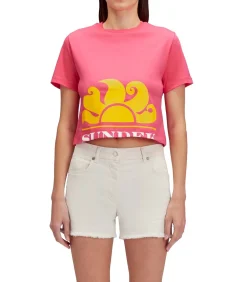 New Cropped T-Shirt With Maxi Logo Print DAMES Badmode