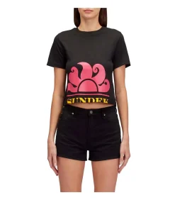 DAMES SUNDEK Cropped T-Shirt With Maxi Logo Print