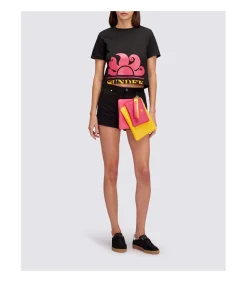 DAMES SUNDEK Cropped T-Shirt With Maxi Logo Print