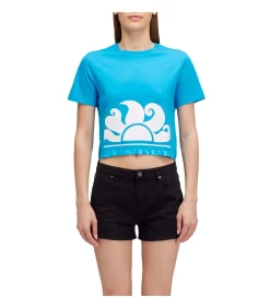 Hot Cropped T-Shirt With Maxi Logo Print DAMES Badmode