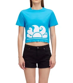 Hot Cropped T-Shirt With Maxi Logo Print DAMES Badmode