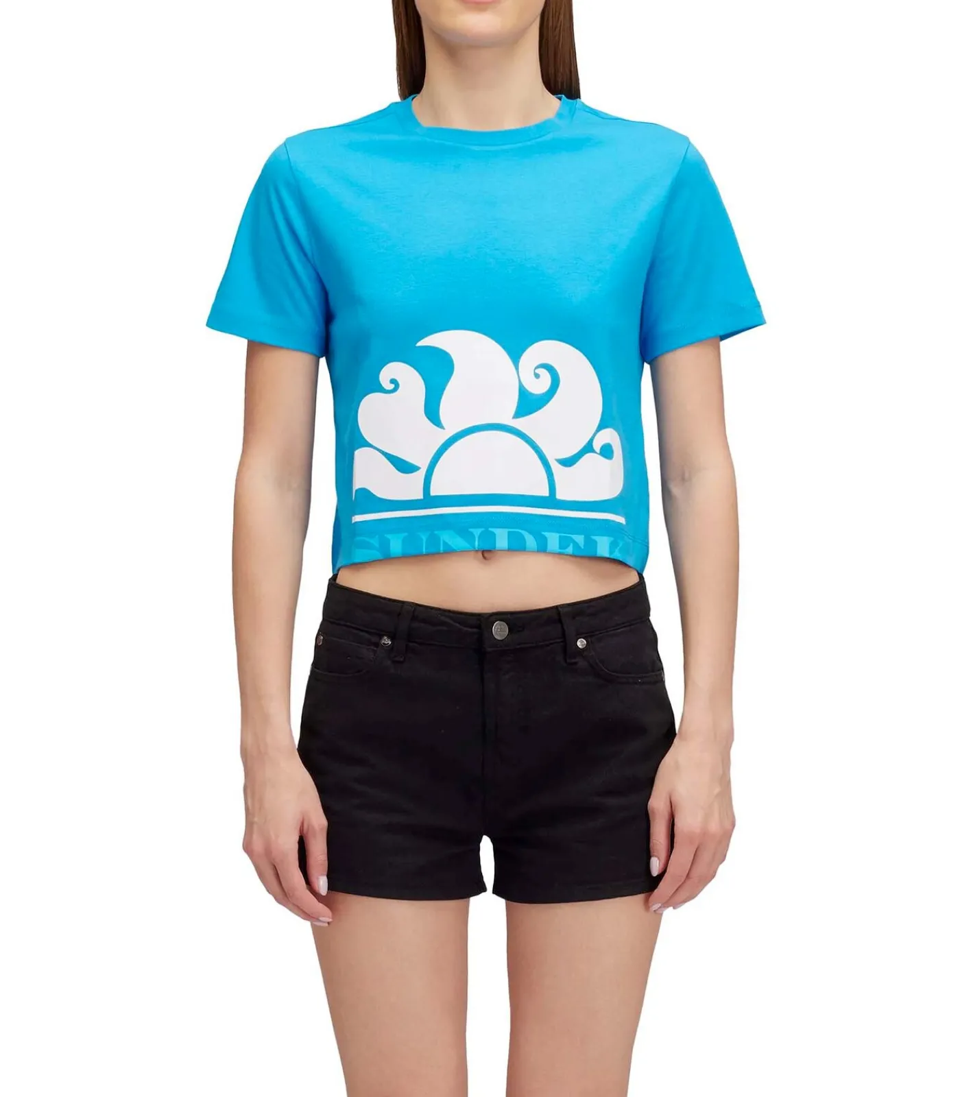 Hot Cropped T-Shirt With Maxi Logo Print DAMES Badmode