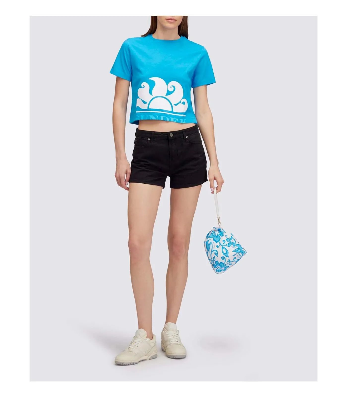 Hot Cropped T-Shirt With Maxi Logo Print DAMES Badmode