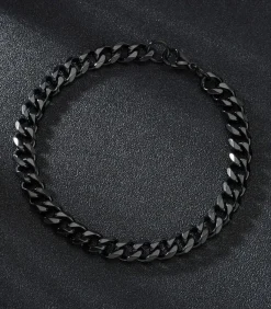 Heren TrendFox Cuban Link Heren Armband - Dikke Schakel - 5mm - Zwart