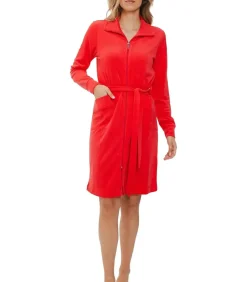 Online Dames badstof badjas met rits - 100Cm- Warme ochtendjas DAMES Badjassen