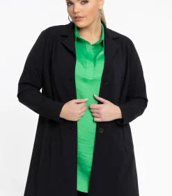 Hot Dames Blazer met imitatieleren detail DAMES Maatpakken & Blazers