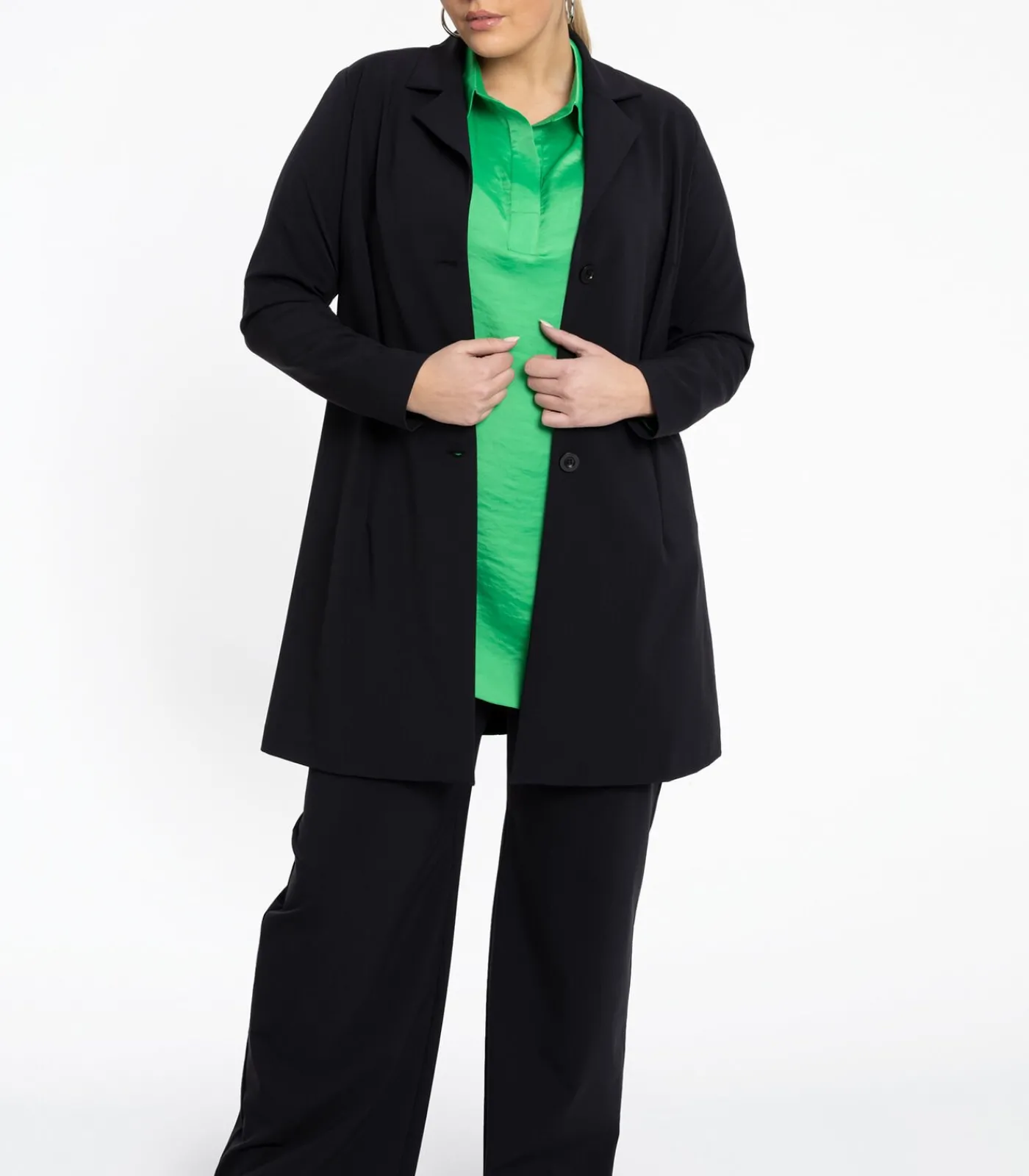 Hot Dames Blazer met imitatieleren detail DAMES Maatpakken & Blazers