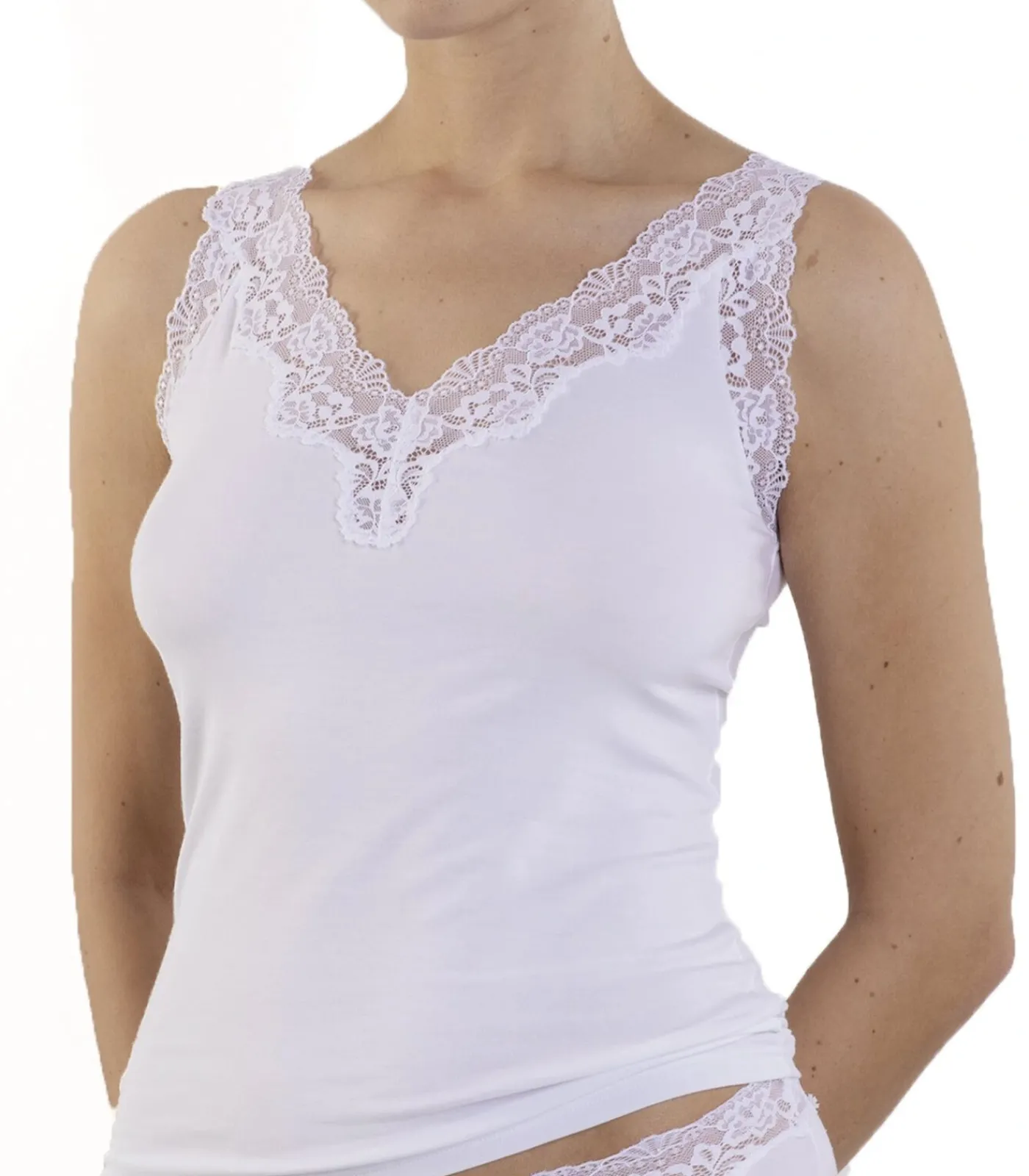 DAMES Nina from C. Dames hemd kant Modal - brede bandjes - Dames onderhemd - Singlet