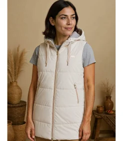 DAMES J&JOY Dames lange mouwloze jas met capuchon