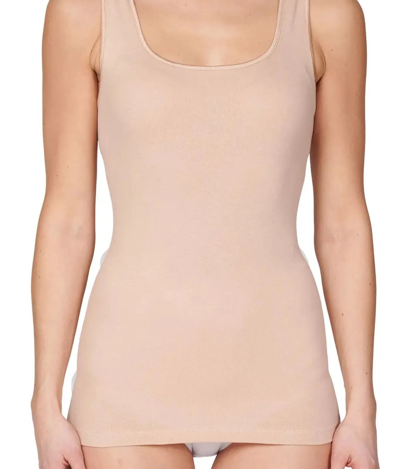 Online Dames singlet / Hemd - 32286 - Biologisch katoenen onderhemd - Brede bandjes - Wit - Zwart - Huidskleur DAMES Onderhemden