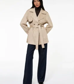 DAMES Koton Dames Trenchcoat Kunstsuède Lang Ceintuur