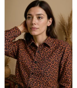 DAMES J&JOY Damesblouse met luipaardprint en zakken