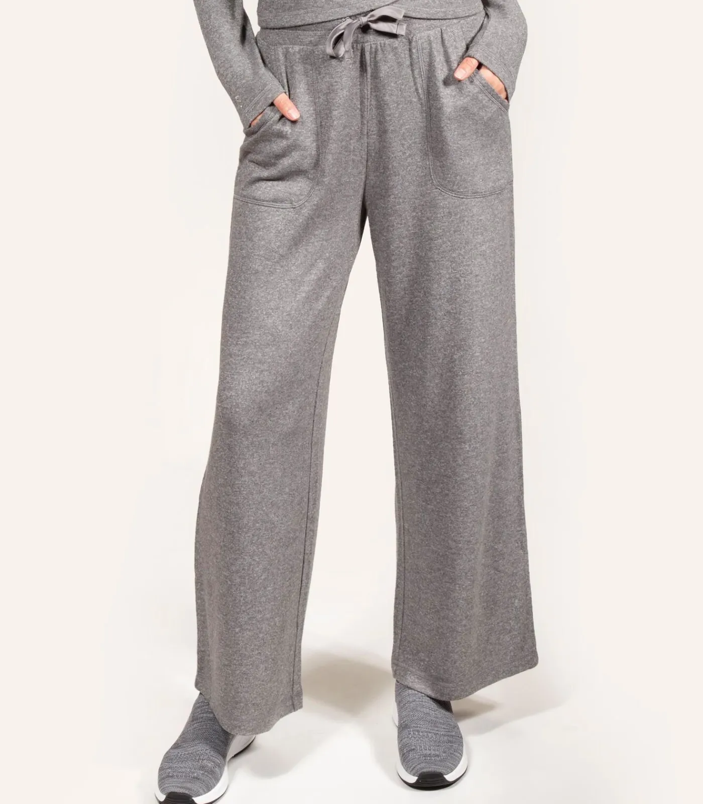 DAMES ISOTONER Damesbroek met wijde pijpen Heidegrijs