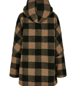 Kinderen Urban Classics Damesfleece hooded oversized check sherpa