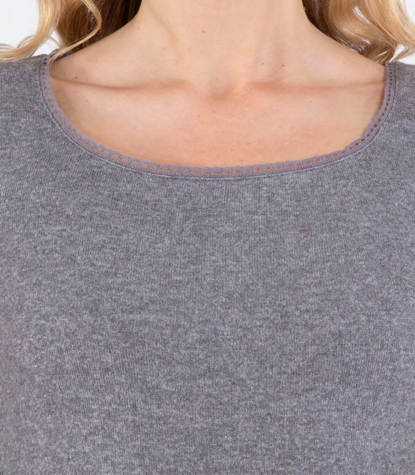 Hot Dames-T-shirt met vierkante hals Heather grijs DAMES Loungewear