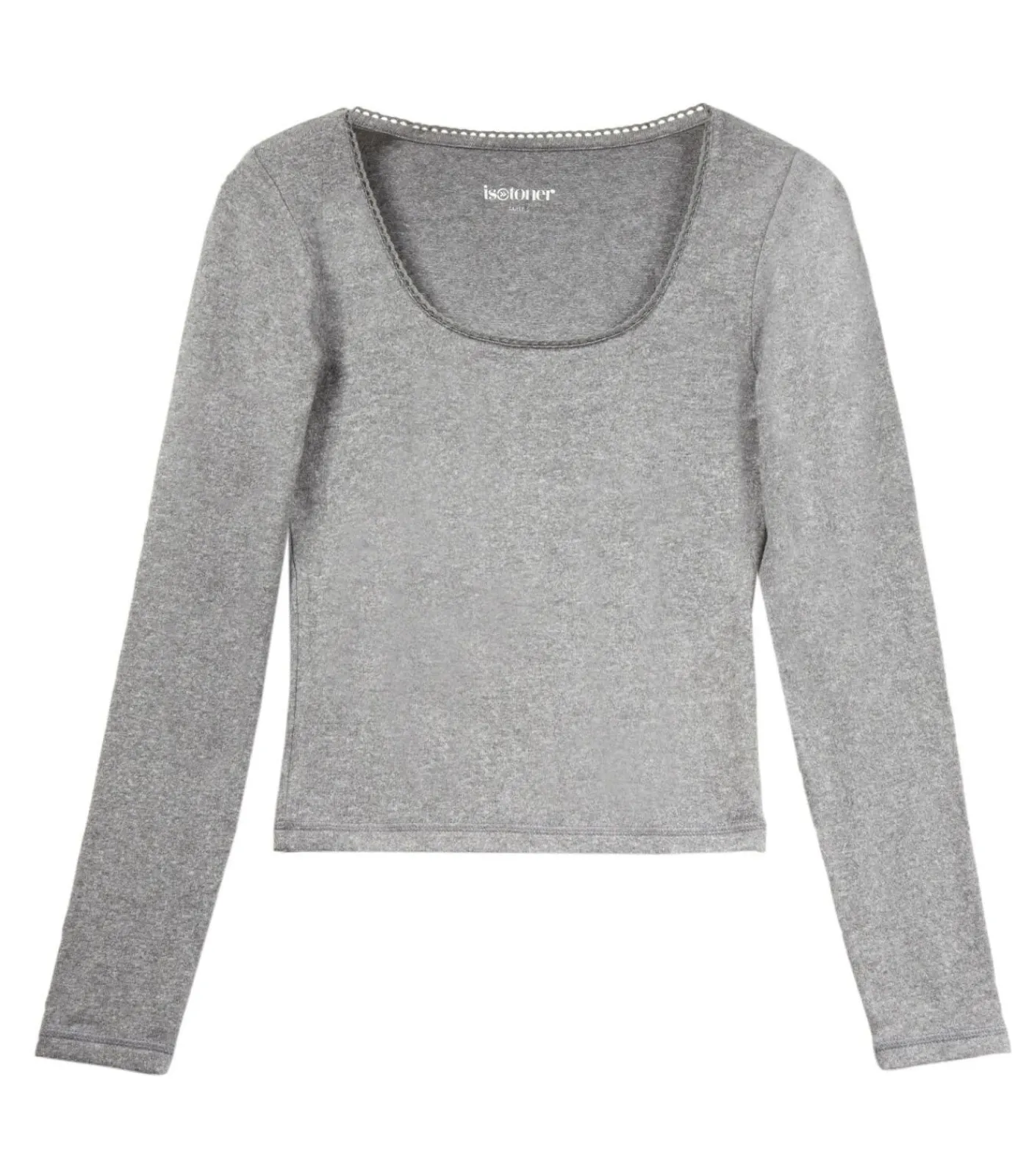 Hot Dames-T-shirt met vierkante hals Heather grijs DAMES Loungewear