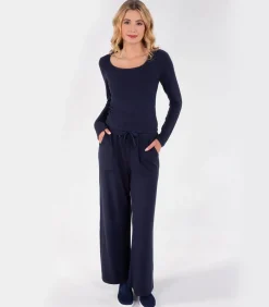Online Dames-T-shirt met vierkante hals Navy DAMES Loungewear