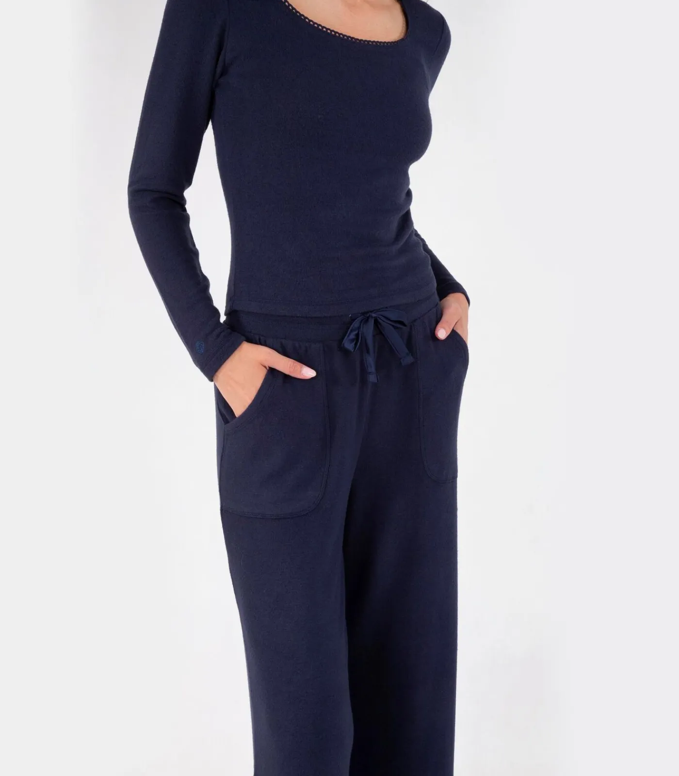 Online Dames-T-shirt met vierkante hals Navy DAMES Loungewear