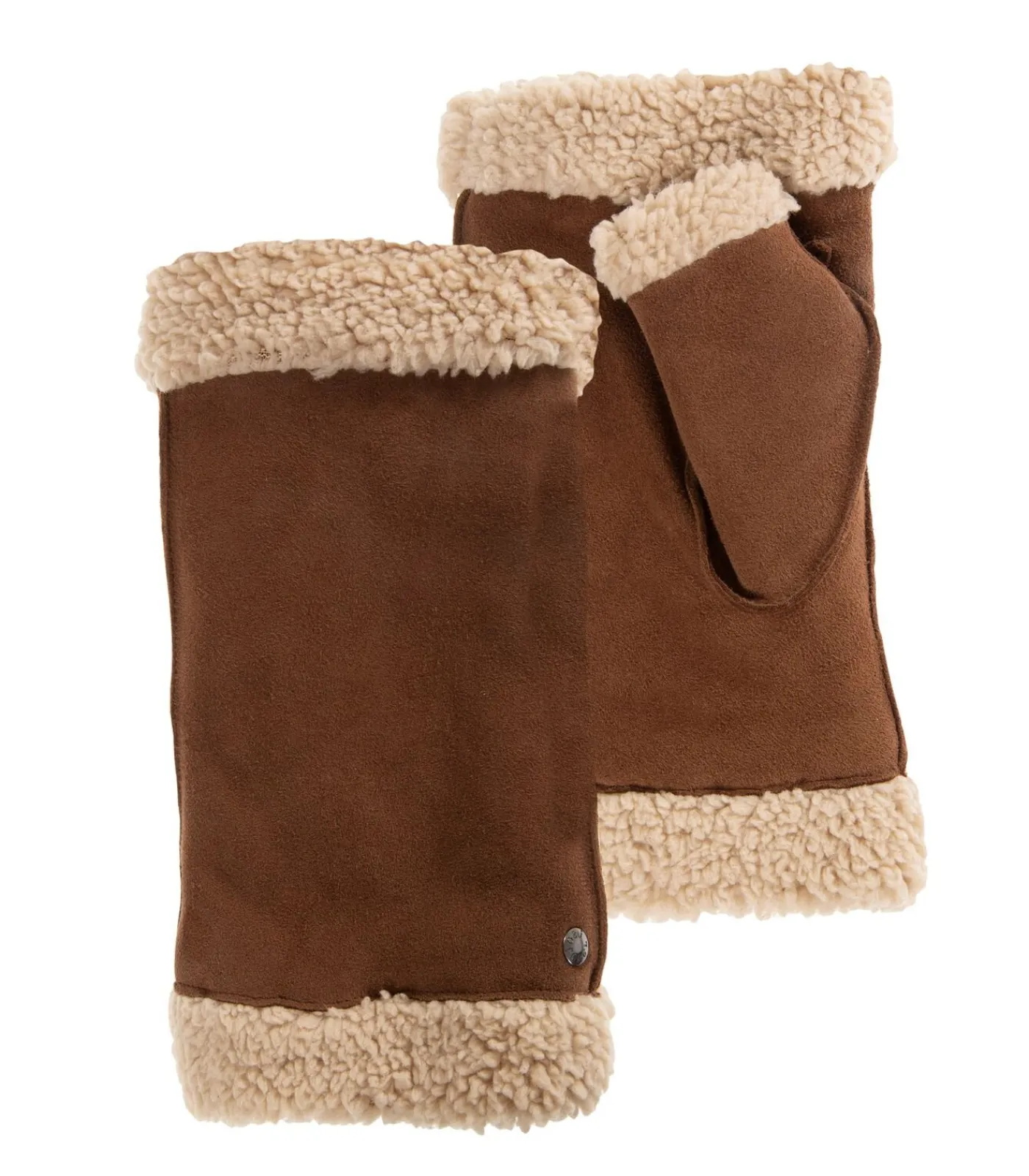 Hot Dameswanten van leer en imitatiebont Cognac DAMES Handschoenen