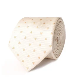 Heren Tresanti Das en pochet beige zijde hartjes