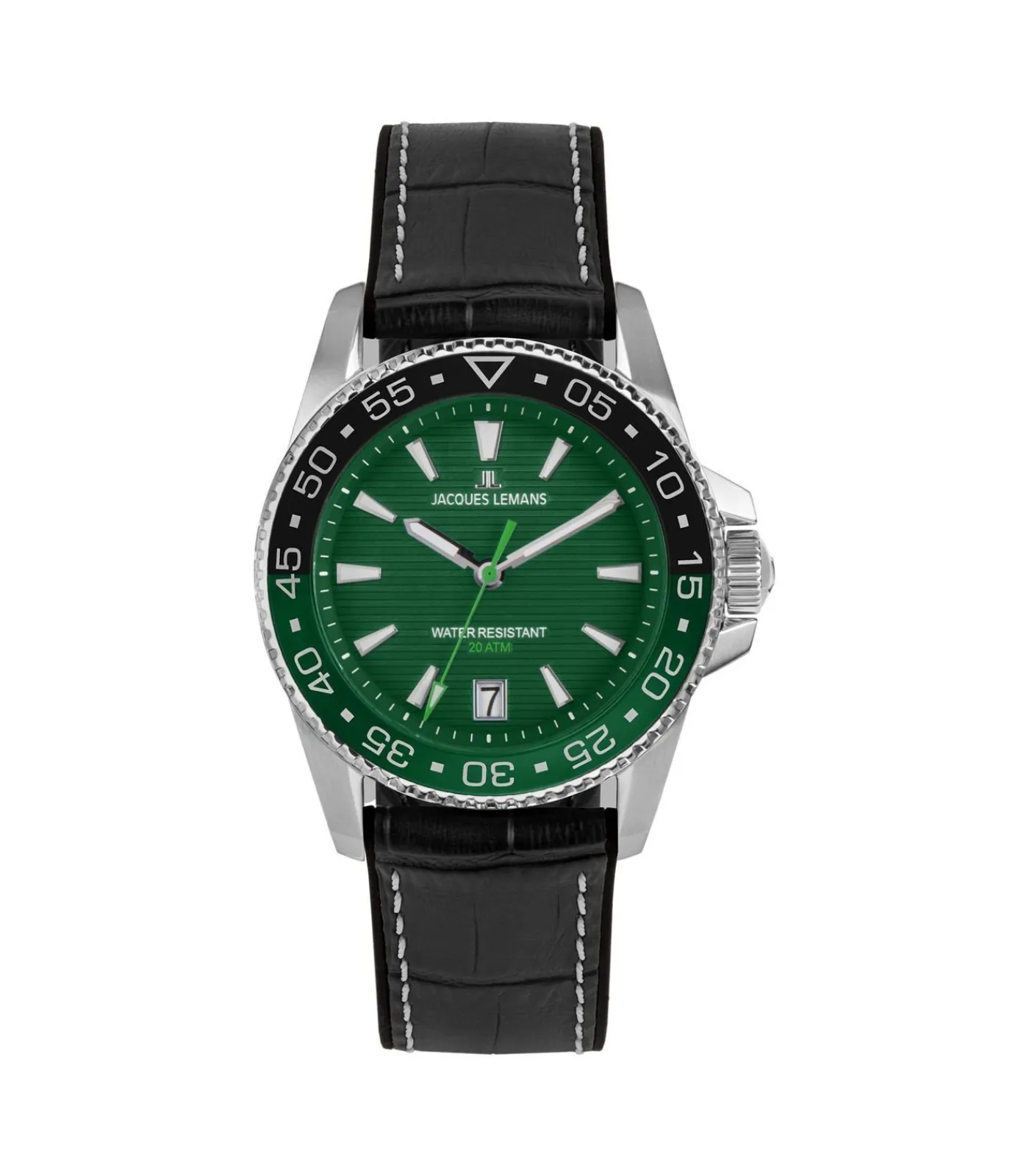 Heren Jacques Lemans Datum horloge Liverpool Diver Green - Black