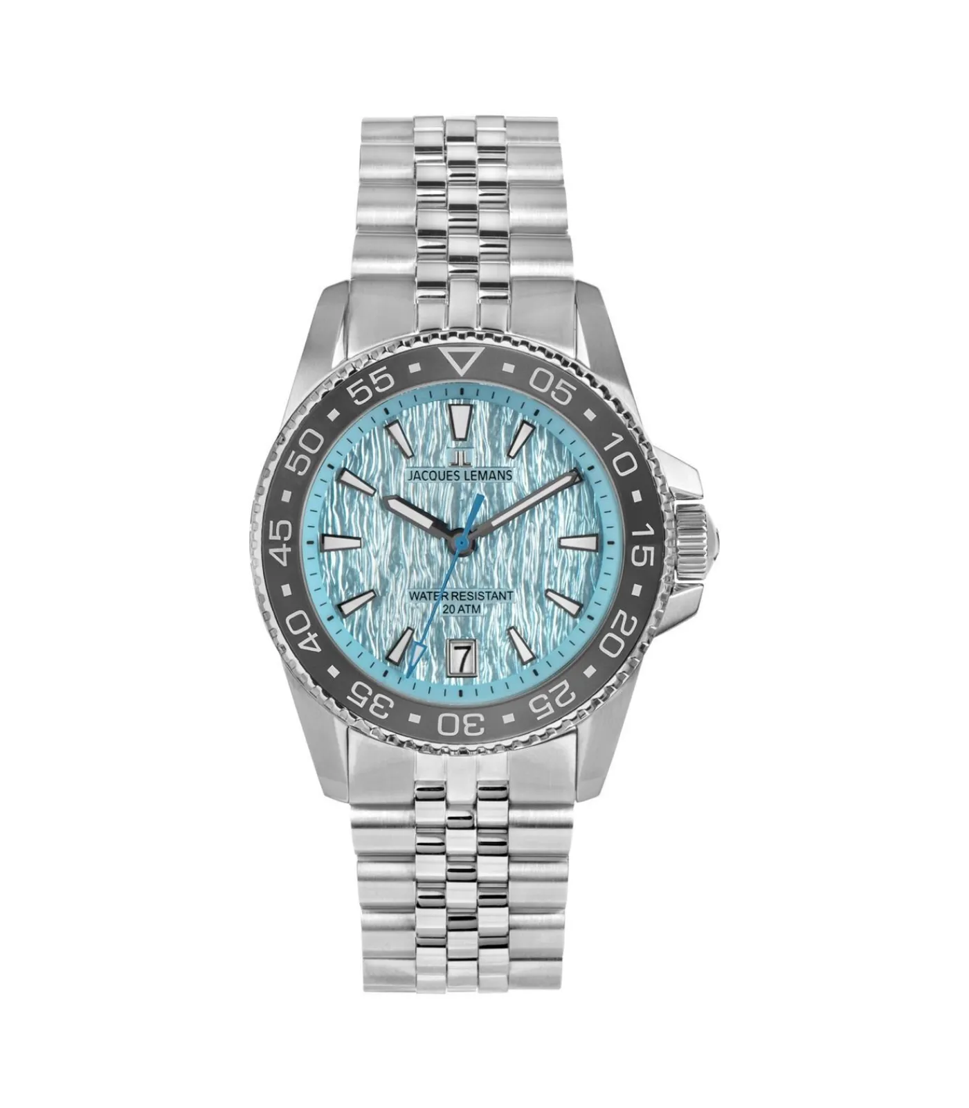 Heren Jacques Lemans Datum horloge Liverpool Diver Light blue