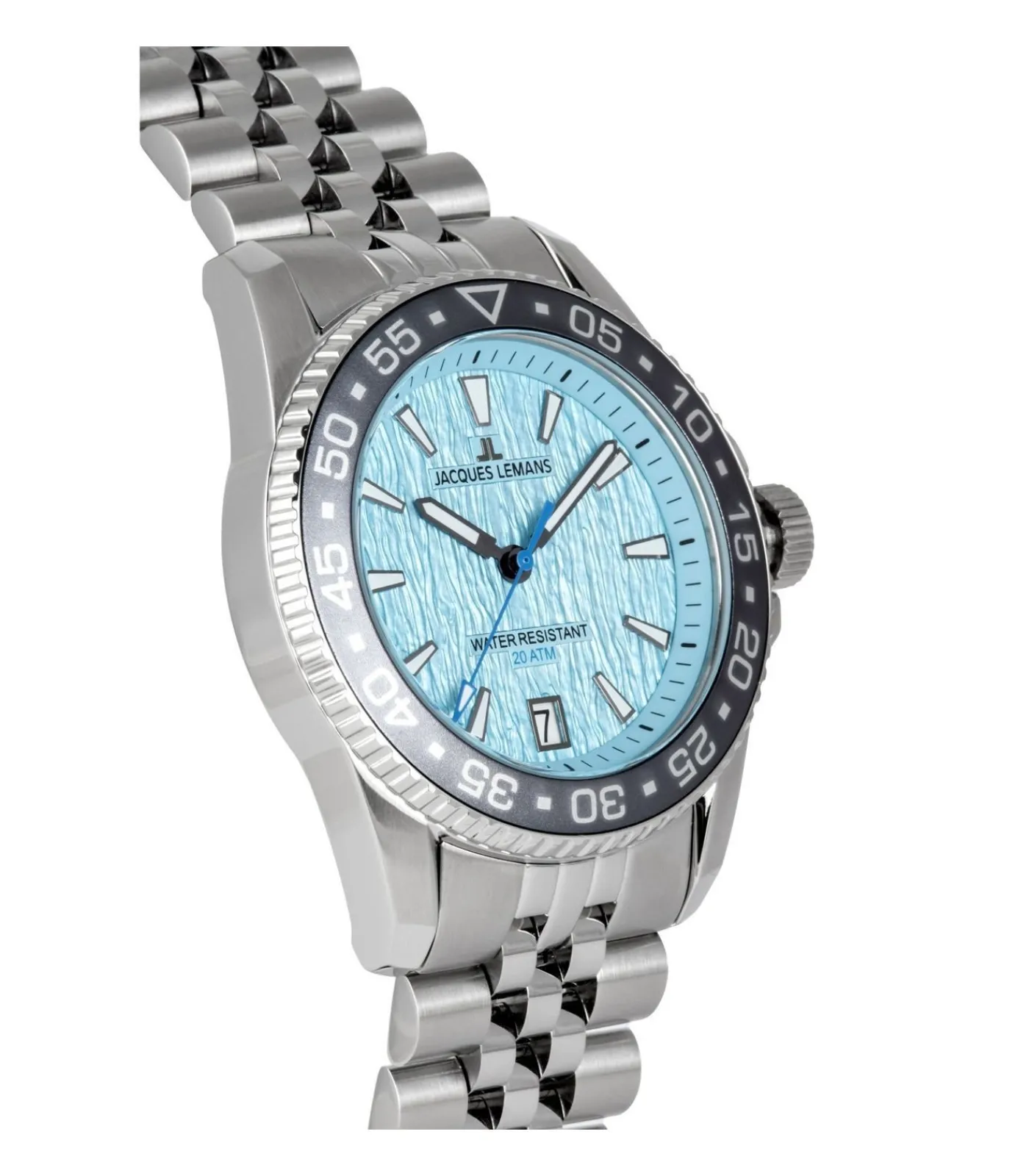 Heren Jacques Lemans Datum horloge Liverpool Diver Light blue