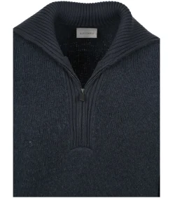 Heren Suitable Deep Zip Pullover Boiled Wool Navy
