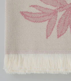 Discount Deken 2 personen Blad 200x220 cm Beige/Orchidee Bedspreien