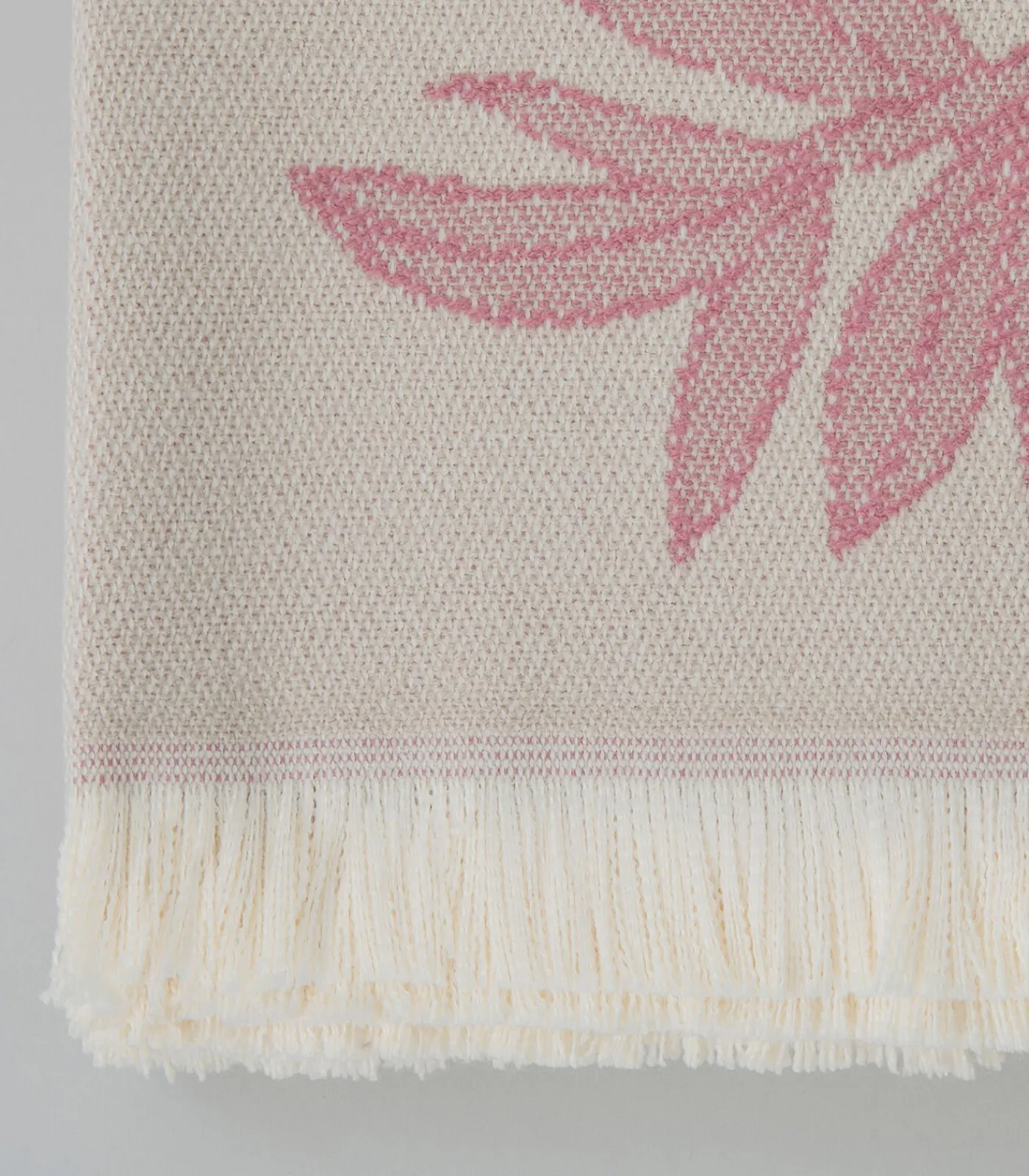 Discount Deken 2 personen Blad 200x220 cm Beige/Orchidee Bedspreien