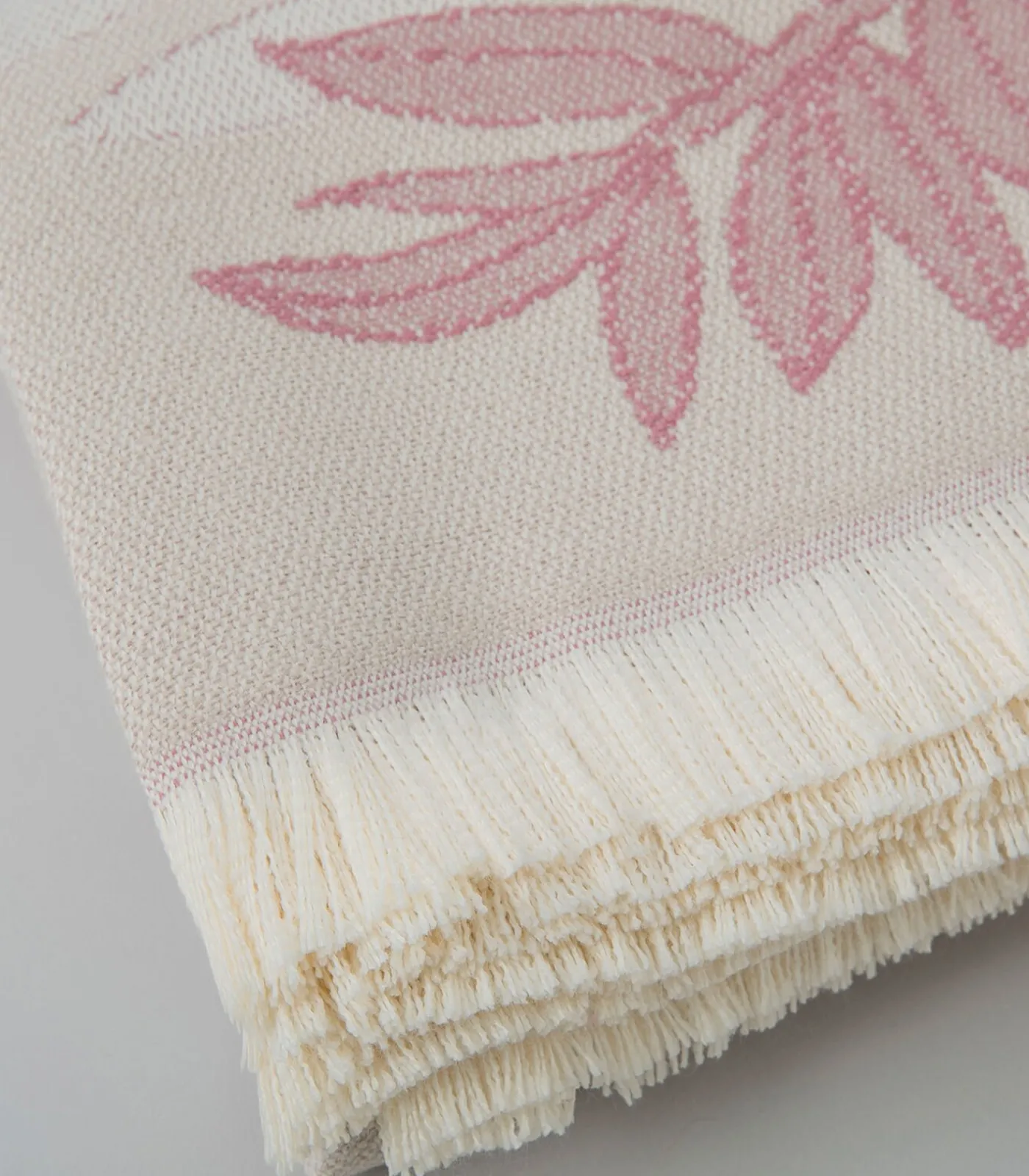 Discount Deken 2 personen Blad 200x220 cm Beige/Orchidee Bedspreien