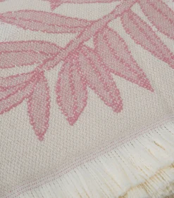 Discount Deken 2 personen Blad 200x220 cm Beige/Orchidee Bedspreien