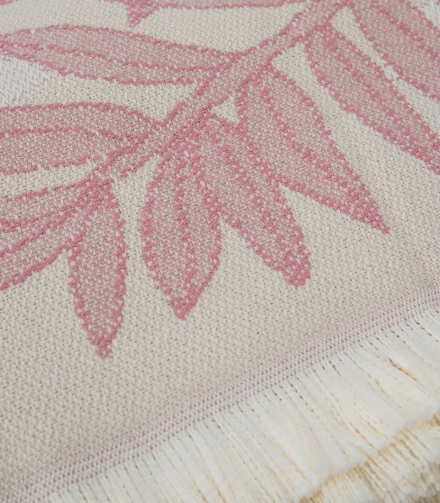 Discount Deken 2 personen Blad 200x220 cm Beige/Orchidee Bedspreien