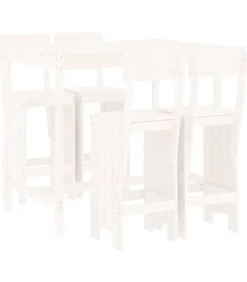 vidaXL 5-delige Barset massief grenenhout wit