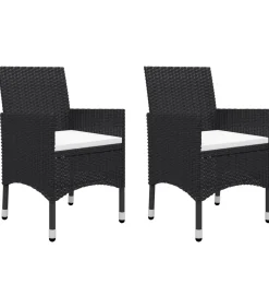 Best 3-delige Bistroset poly rattan en gehard glas zwart Tuinmeubelen