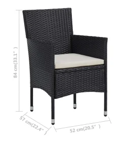 Best 3-delige Bistroset poly rattan en gehard glas zwart Tuinmeubelen
