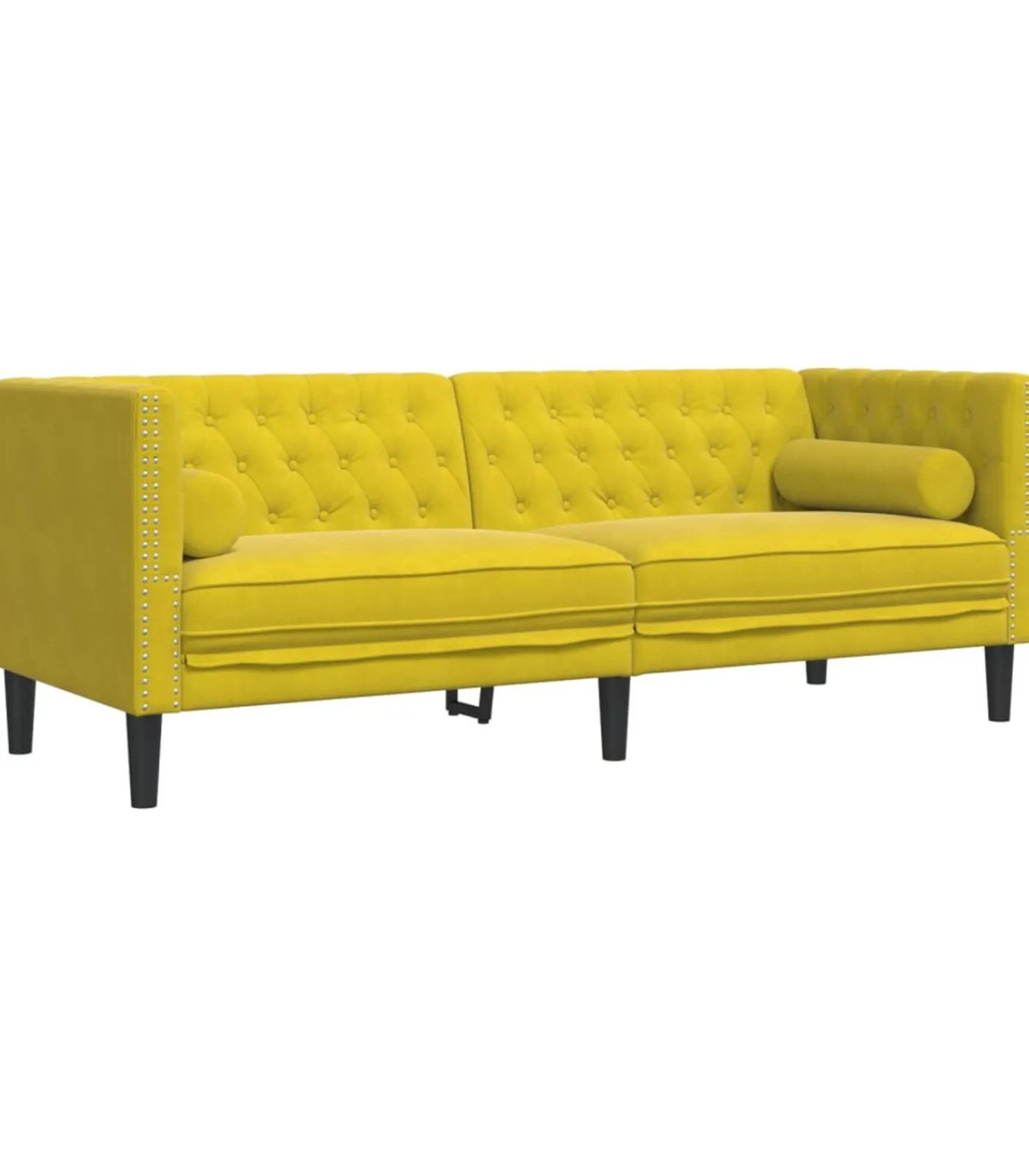 vidaXL 2-delige Loungeset Chesterfield met bolsters fluweel geel