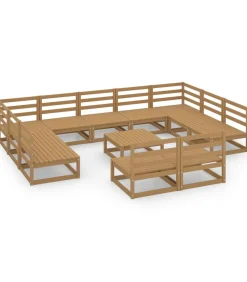 Outlet 12-delige Loungeset massief grenenhout Tuinmeubelen