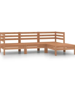 Clearance 4-delige Loungeset massief grenenhout honingbruin Tuinmeubelen