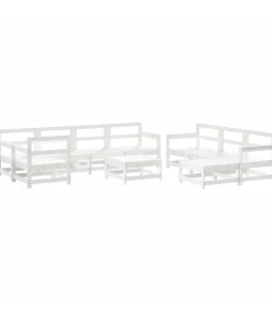 vidaXL 10-delige Loungeset massief grenenhout wit