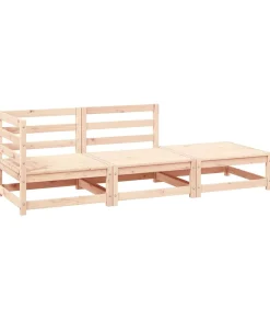 vidaXL 3-delige Loungeset massief grenenhout