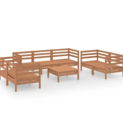 Online 8-delige Loungeset massief grenenhout honingbruin Tuinmeubelen