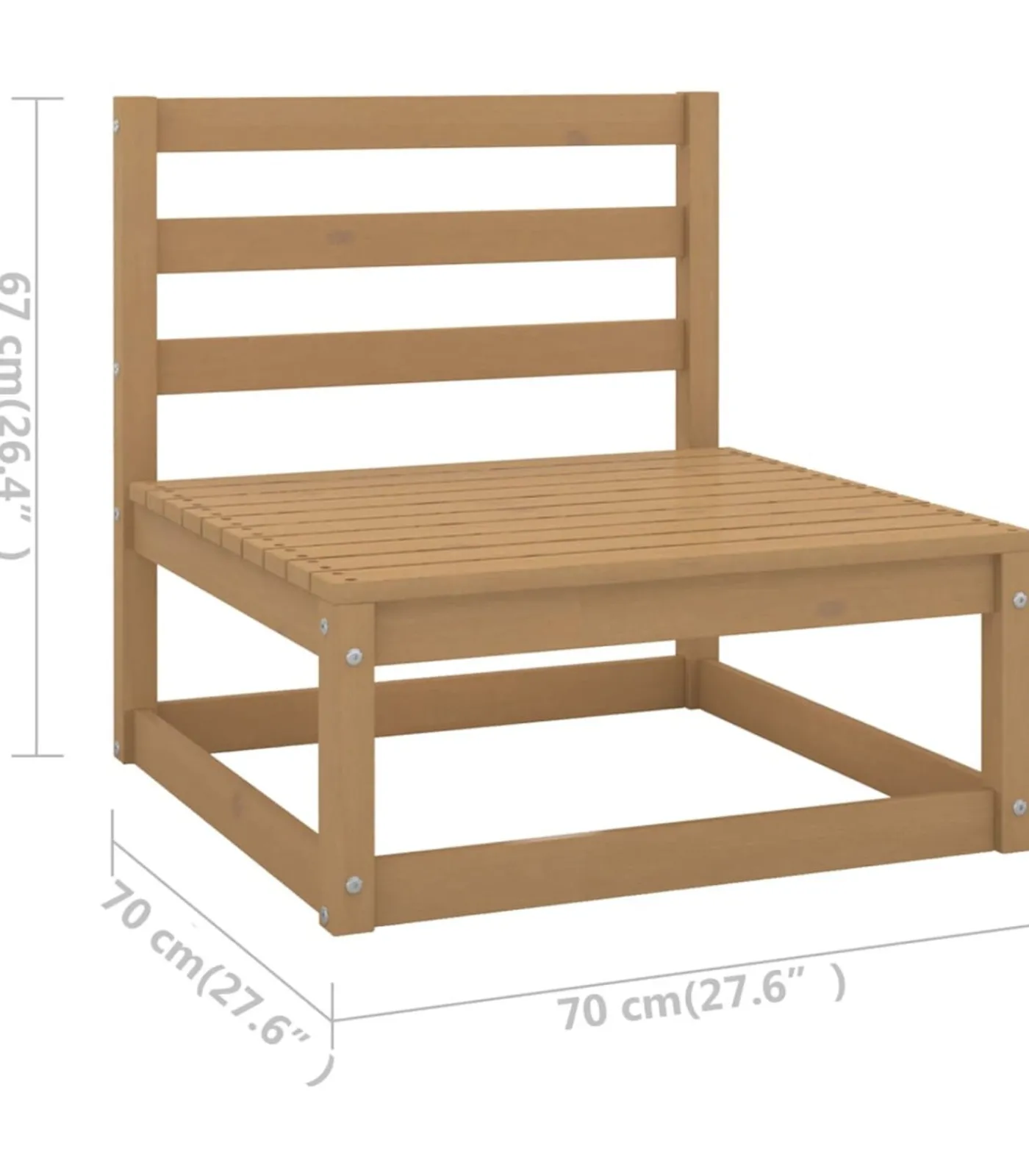 8-delige Loungeset massief grenenhout honingbruin Tuinmeubelen
