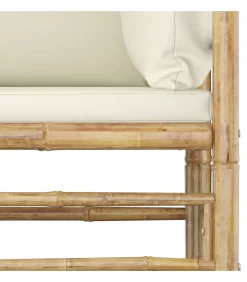 Online 8-delige Loungeset met crèmewitte kussens bamboe Tuinmeubelen