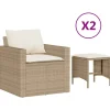 Outlet 4-delige Loungeset met kussens poly rattan beige Tuinmeubelen