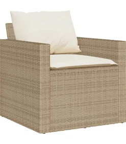 Outlet 4-delige Loungeset met kussens poly rattan beige Tuinmeubelen