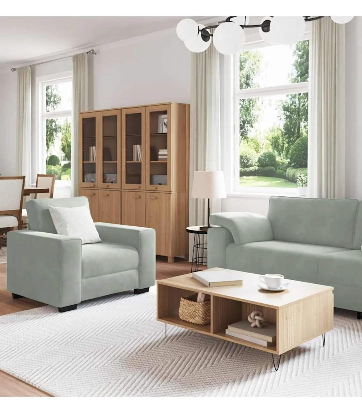 Outlet 3-delige Loungeset met kussens fluweel lichtgrijs Zetels