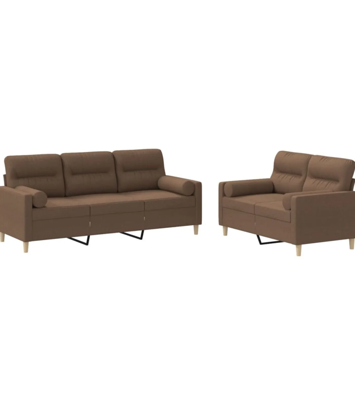 vidaXL 2-delige Loungeset met kussens stof bruin