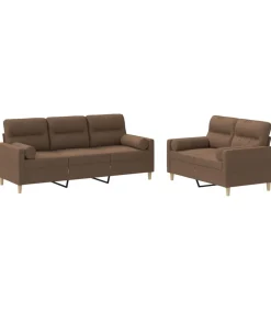 vidaXL 2-delige Loungeset met kussens stof bruin